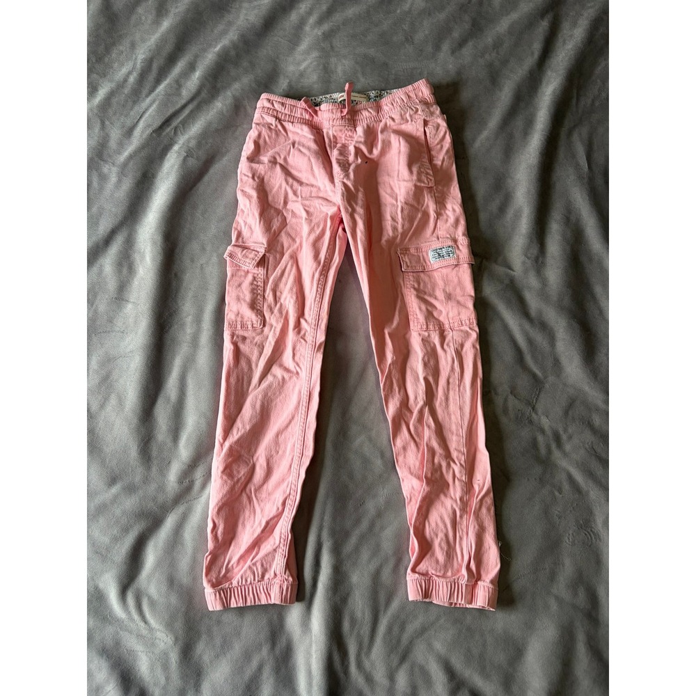 Levis Girls Pink Cargo Jogger Pants Size 12 Elastic Waist Floral Lined